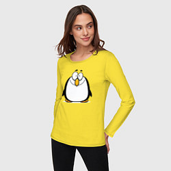 Лонгслив хлопковый женский Глазастый пингвин, цвет: желтый — фото 2
