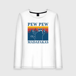 Лонгслив хлопковый женский Madafakas PEW PEW, цвет: белый