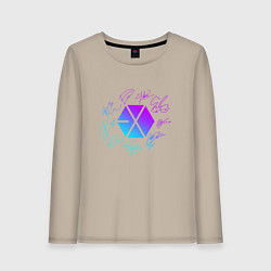 Лонгслив хлопковый женский EXO BAND NEON LOGO АВТОГРАФЫ, цвет: миндальный