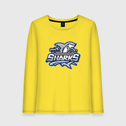 Лонгслив хлопковый женский Wilmington sharks -baseball team, цвет: желтый