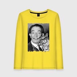 Лонгслив хлопковый женский Salvador Dali & nice cat, цвет: желтый