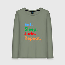 Лонгслив хлопковый женский Eat Sleep Judo Repeat, цвет: авокадо