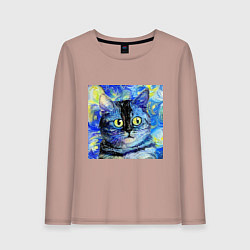 Женский лонгслив Кот ван Гога Настроение