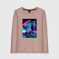 Лонгслив хлопковый женский НЕОНОВАЯ ВОЛНА, ЯПОНИЯ, ФУДЗИЯМА JAPAN NEON, цвет: пыльно-розовый