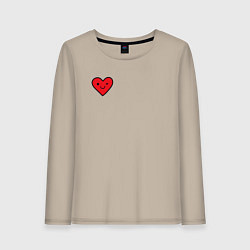 Лонгслив хлопковый женский Смайлик сердечко, цвет: миндальный