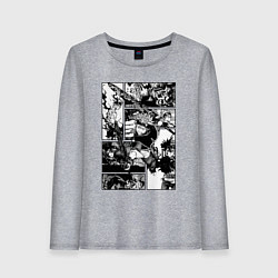 Женский лонгслив АСТА Черный Клевер Панели Манги