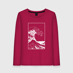 Лонгслив хлопковый женский Japan waves Японская волна, цвет: маджента