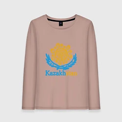 Лонгслив хлопковый женский Казахстан - Kazakhstan, цвет: пыльно-розовый