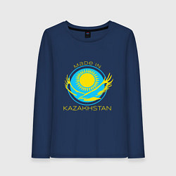 Лонгслив хлопковый женский Сделано в Казахстане, цвет: тёмно-синий