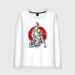 Лонгслив хлопковый женский Боевые искусства космонавтов, цвет: белый