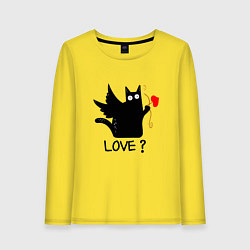 Лонгслив хлопковый женский LOVE CAT WHAT cat, цвет: желтый