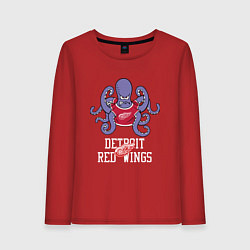 Лонгслив хлопковый женский Detroit Red Wings, Детройт Ред Уингз Маскот, цвет: красный