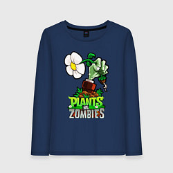 Лонгслив хлопковый женский Plants vs Zombies рука зомби, цвет: тёмно-синий