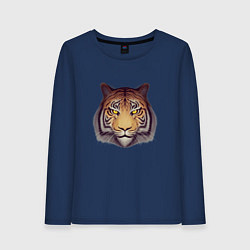 Лонгслив хлопковый женский Амурский тигр 2022, цвет: тёмно-синий