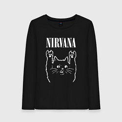 Лонгслив хлопковый женский Nirvana Rock Cat, НИРВАНА, цвет: черный