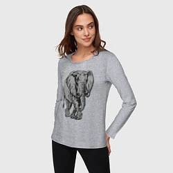 Лонгслив хлопковый женский Огромный могучий слон, цвет: меланж — фото 2