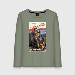 Лонгслив хлопковый женский Nuka Cola - raid your first!, цвет: авокадо