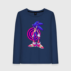 Лонгслив хлопковый женский Sonic Exe Video game Hedgehog, цвет: тёмно-синий