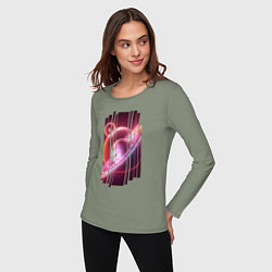 Лонгслив хлопковый женский Моя Вселенная Космическое настроение, цвет: авокадо — фото 2