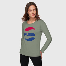 Лонгслив хлопковый женский Pepsi Pussy, цвет: авокадо — фото 2