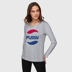 Лонгслив хлопковый женский Pepsi Pussy, цвет: меланж — фото 2