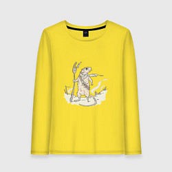 Лонгслив хлопковый женский Мышь в пустоши, цвет: желтый