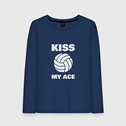 Лонгслив хлопковый женский Kiss - My Ace, цвет: тёмно-синий