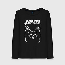 Лонгслив хлопковый женский Asking Alexandria Рок кот, цвет: черный