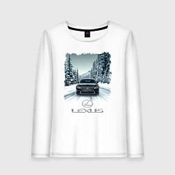 Лонгслив хлопковый женский Lexus - зимняя дорога, цвет: белый
