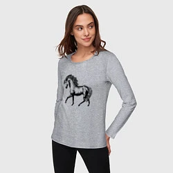 Лонгслив хлопковый женский Мустанг Лошадь, цвет: меланж — фото 2