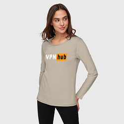 Лонгслив хлопковый женский VPNHUB ДЛЯ ВЗРОСЛЫХ, цвет: миндальный — фото 2