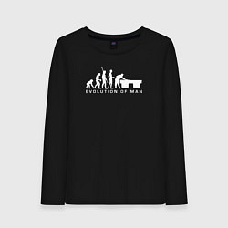 Лонгслив хлопковый женский Эволюция в мужика, цвет: черный