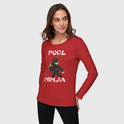 Лонгслив хлопковый женский POOL NINJA, цвет: красный — фото 2