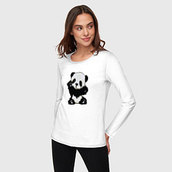 Лонгслив хлопковый женский Cute Baby Panda, цвет: белый — фото 2