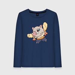 Лонгслив хлопковый женский Иноске и креветки, цвет: тёмно-синий