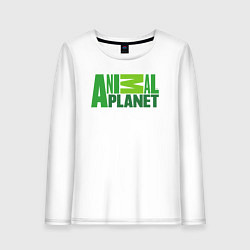 Лонгслив хлопковый женский Animal Planet, цвет: белый