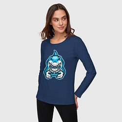 Лонгслив хлопковый женский Shark player, цвет: тёмно-синий — фото 2