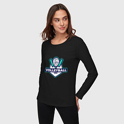 Лонгслив хлопковый женский Volleyball - Club, цвет: черный — фото 2