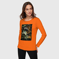 Лонгслив хлопковый женский Папоротник В Лесу, цвет: оранжевый — фото 2