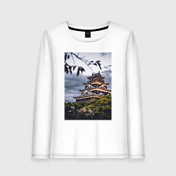 Лонгслив хлопковый женский Старинный Замок В Японии, цвет: белый