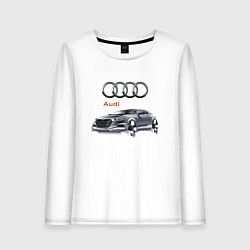 Лонгслив хлопковый женский Audi Germany Car, цвет: белый