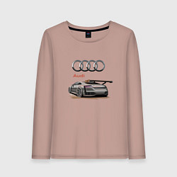 Лонгслив хлопковый женский Audi Racing team, цвет: пыльно-розовый
