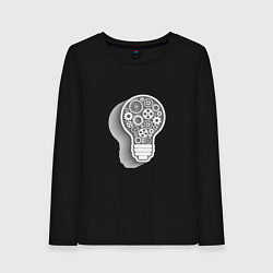Лонгслив хлопковый женский Стимпанк лампа, цвет: черный