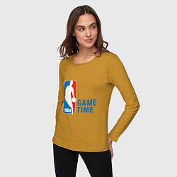 Лонгслив хлопковый женский NBA Game Time, цвет: горчичный — фото 2