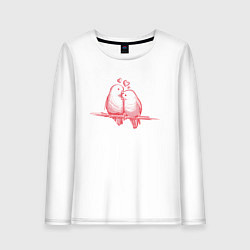 Женский лонгслив Влюбленные птички на ветке