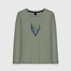 Лонгслив хлопковый женский Бег в дикой природе с лисой, цвет: авокадо