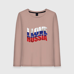 Лонгслив хлопковый женский Love - Russia, цвет: пыльно-розовый