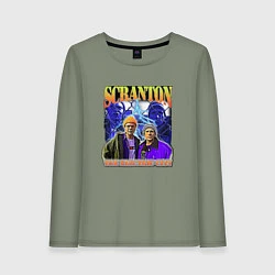 Лонгслив хлопковый женский Scranton electric city, цвет: авокадо