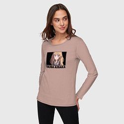 Лонгслив хлопковый женский Удивлённая Тайга Торадора, цвет: пыльно-розовый — фото 2
