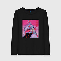 Лонгслив хлопковый женский Ева 02 Neon Evangelion, цвет: черный